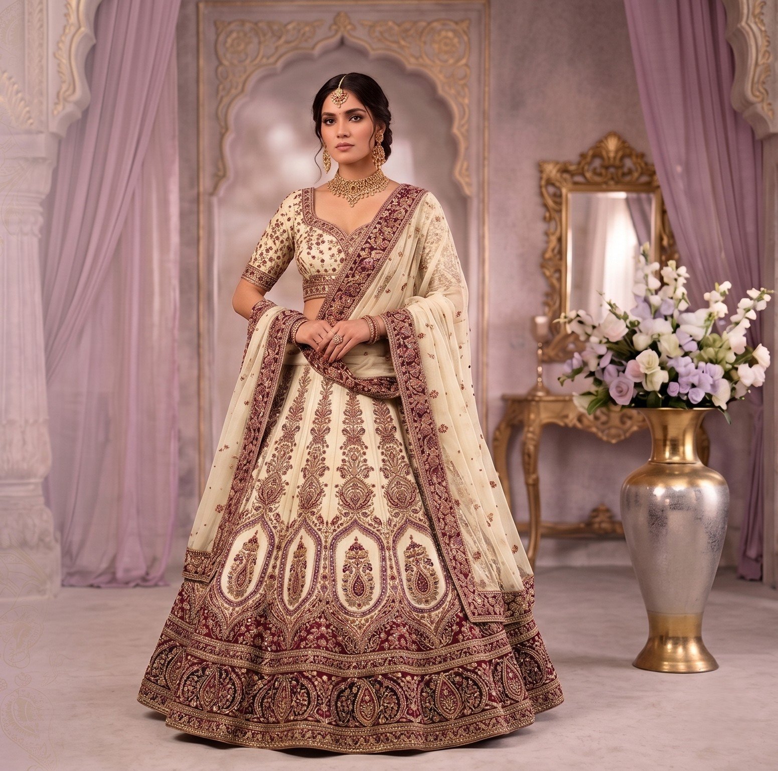 Royal Lavender Bridal Lehenga