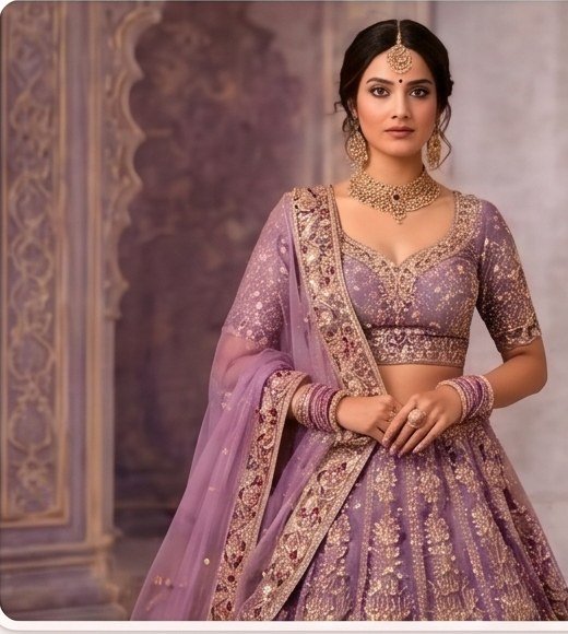 Royal Lavender Bridal Lehenga – Detail